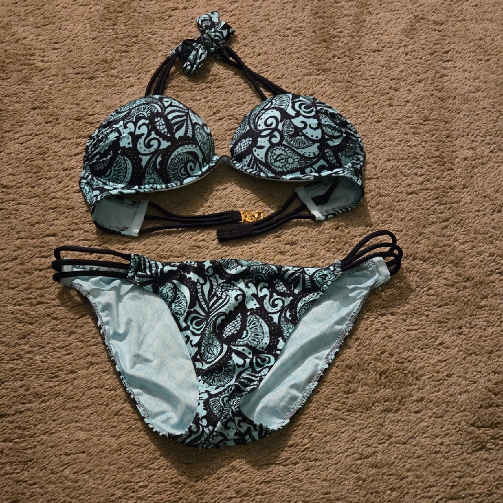 Victoria's Secret Black and Blue Bikini Swimwear